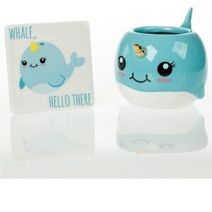 ON HOLD! Don’t buy! Cute Narwhal Mug and Coaster Set